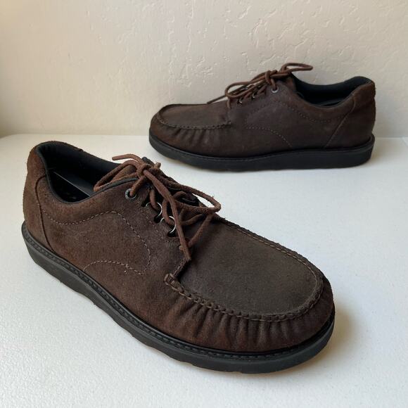 SAS Walk Around Non-Slip ‘Bout Time Moc Shoes Men's Size 10 Brown Vibram USA - Picture 1 of 12